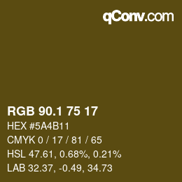 カラーコード: RGB 90.1 75 17 | qconv.com