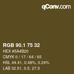 カラーコード: RGB 90.1 75 32 | qconv.com