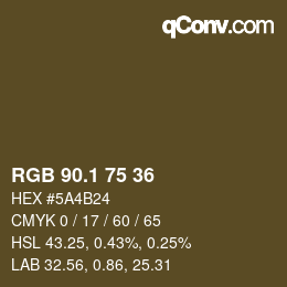 カラーコード: RGB 90.1 75 36 | qconv.com
