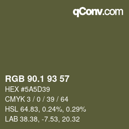 Color code: RGB 90.1 93 57 | qconv.com