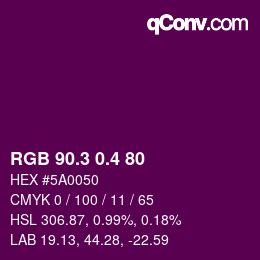 カラーコード: RGB 90.3 0.4 80 | qconv.com