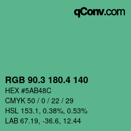 カラーコード: RGB 90.3 180.4 140 | qconv.com