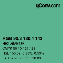 カラーコード: RGB 90.3 180.4 143 | qconv.com