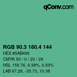 カラーコード: RGB 90.3 180.4 144 | qconv.com