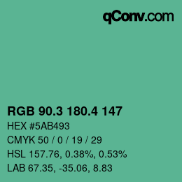 カラーコード: RGB 90.3 180.4 147 | qconv.com