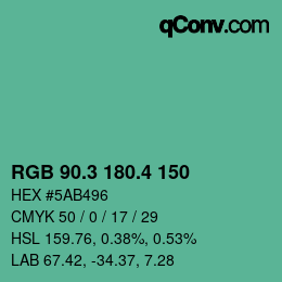 カラーコード: RGB 90.3 180.4 150 | qconv.com