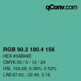 カラーコード: RGB 90.3 180.4 158 | qconv.com