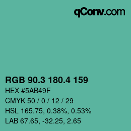 カラーコード: RGB 90.3 180.4 159 | qconv.com