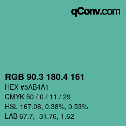 カラーコード: RGB 90.3 180.4 161 | qconv.com