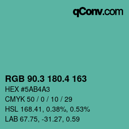 カラーコード: RGB 90.3 180.4 163 | qconv.com