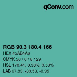 カラーコード: RGB 90.3 180.4 166 | qconv.com