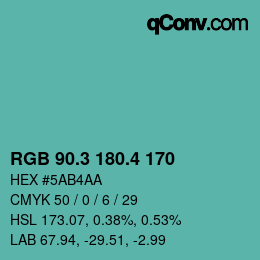 カラーコード: RGB 90.3 180.4 170 | qconv.com