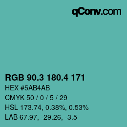カラーコード: RGB 90.3 180.4 171 | qconv.com