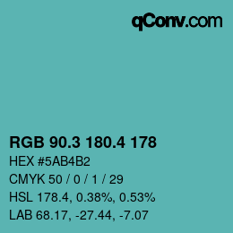 カラーコード: RGB 90.3 180.4 178 | qconv.com