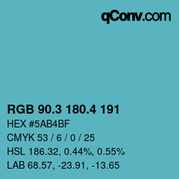 カラーコード: RGB 90.3 180.4 191 | qconv.com