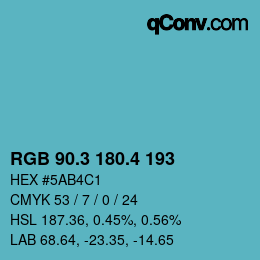 カラーコード: RGB 90.3 180.4 193 | qconv.com
