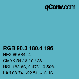カラーコード: RGB 90.3 180.4 196 | qconv.com