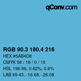 カラーコード: RGB 90.3 180.4 216 | qconv.com