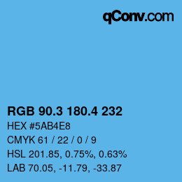 カラーコード: RGB 90.3 180.4 232 | qconv.com