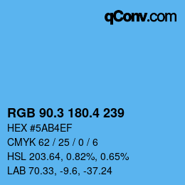 カラーコード: RGB 90.3 180.4 239 | qconv.com