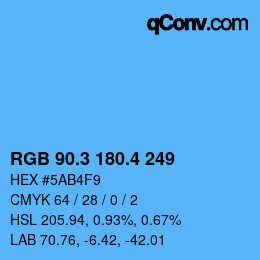 カラーコード: RGB 90.3 180.4 249 | qconv.com