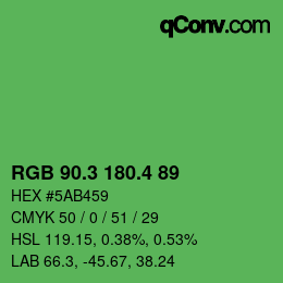 カラーコード: RGB 90.3 180.4 89 | qconv.com