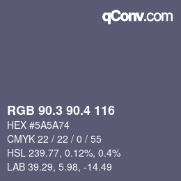 カラーコード: RGB 90.3 90.4 116 | qconv.com