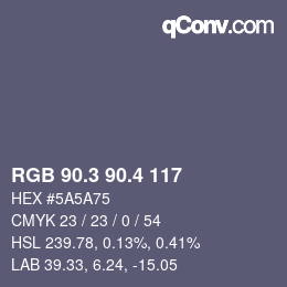 カラーコード: RGB 90.3 90.4 117 | qconv.com