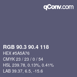 カラーコード: RGB 90.3 90.4 118 | qconv.com