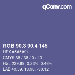 カラーコード: RGB 90.3 90.4 145 | qconv.com