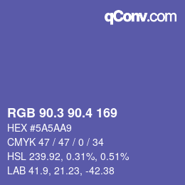 カラーコード: RGB 90.3 90.4 169 | qconv.com
