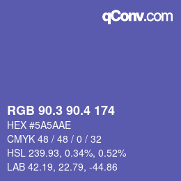 カラーコード: RGB 90.3 90.4 174 | qconv.com