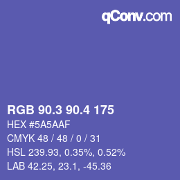 カラーコード: RGB 90.3 90.4 175 | qconv.com