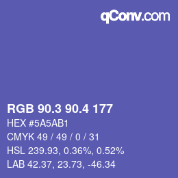 カラーコード: RGB 90.3 90.4 177 | qconv.com
