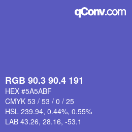 カラーコード: RGB 90.3 90.4 191 | qconv.com