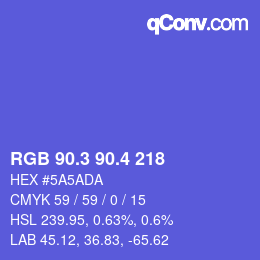 カラーコード: RGB 90.3 90.4 218 | qconv.com