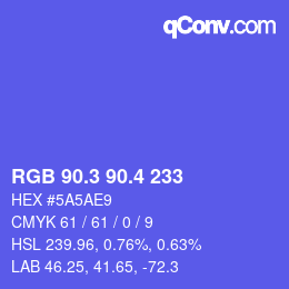 カラーコード: RGB 90.3 90.4 233 | qconv.com