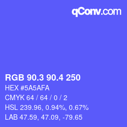 カラーコード: RGB 90.3 90.4 250 | qconv.com
