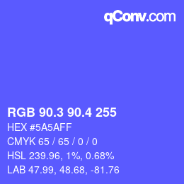 カラーコード: RGB 90.3 90.4 255 | qconv.com