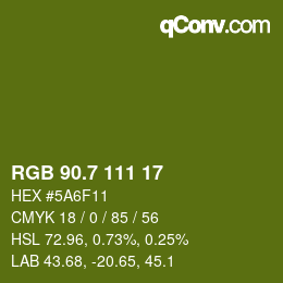 カラーコード: RGB 90.7 111 17 | qconv.com