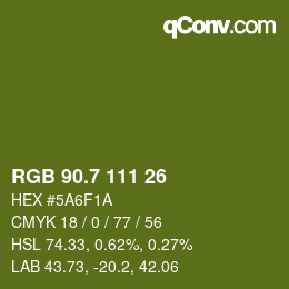 カラーコード: RGB 90.7 111 26 | qconv.com