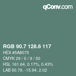 カラーコード: RGB 90.7 128.6 117 | qconv.com