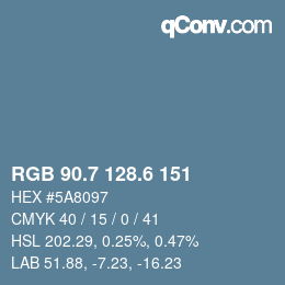 カラーコード: RGB 90.7 128.6 151 | qconv.com