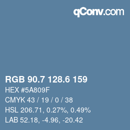 カラーコード: RGB 90.7 128.6 159 | qconv.com