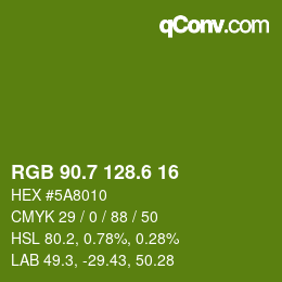 カラーコード: RGB 90.7 128.6 16 | qconv.com