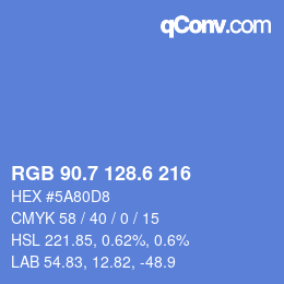カラーコード: RGB 90.7 128.6 216 | qconv.com