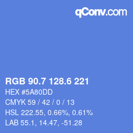カラーコード: RGB 90.7 128.6 221 | qconv.com