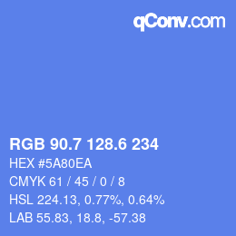 カラーコード: RGB 90.7 128.6 234 | qconv.com