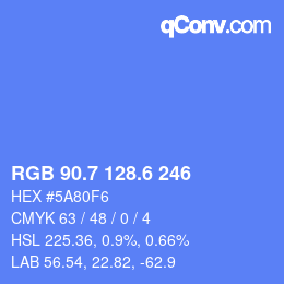 カラーコード: RGB 90.7 128.6 246 | qconv.com