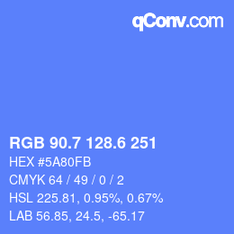 カラーコード: RGB 90.7 128.6 251 | qconv.com